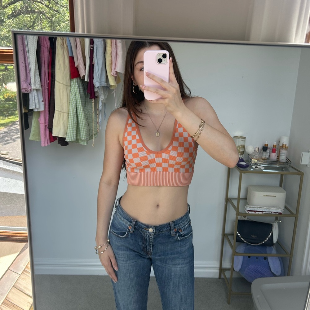 Garage Orange Sleeveless Crop Tank Top